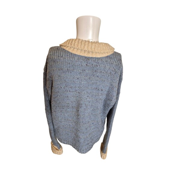 Jennifer Reed VTG Boho Sweater Cardigan Mother of Pearl Buttons Blue Sz S-M - Picture 4 of 6